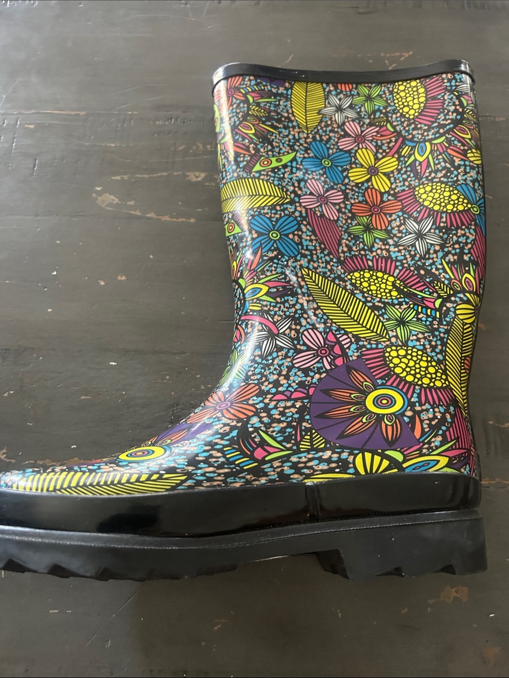 Floral Multi-Color Women's Rain Boot size 8